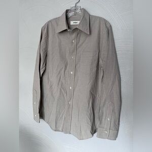 Buck Mason Shirt Men's Small Tan Solid Long Sleeve Collared Button Down